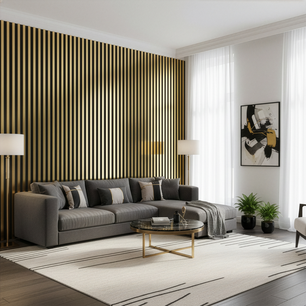 Gold Half Covered Wall Panel