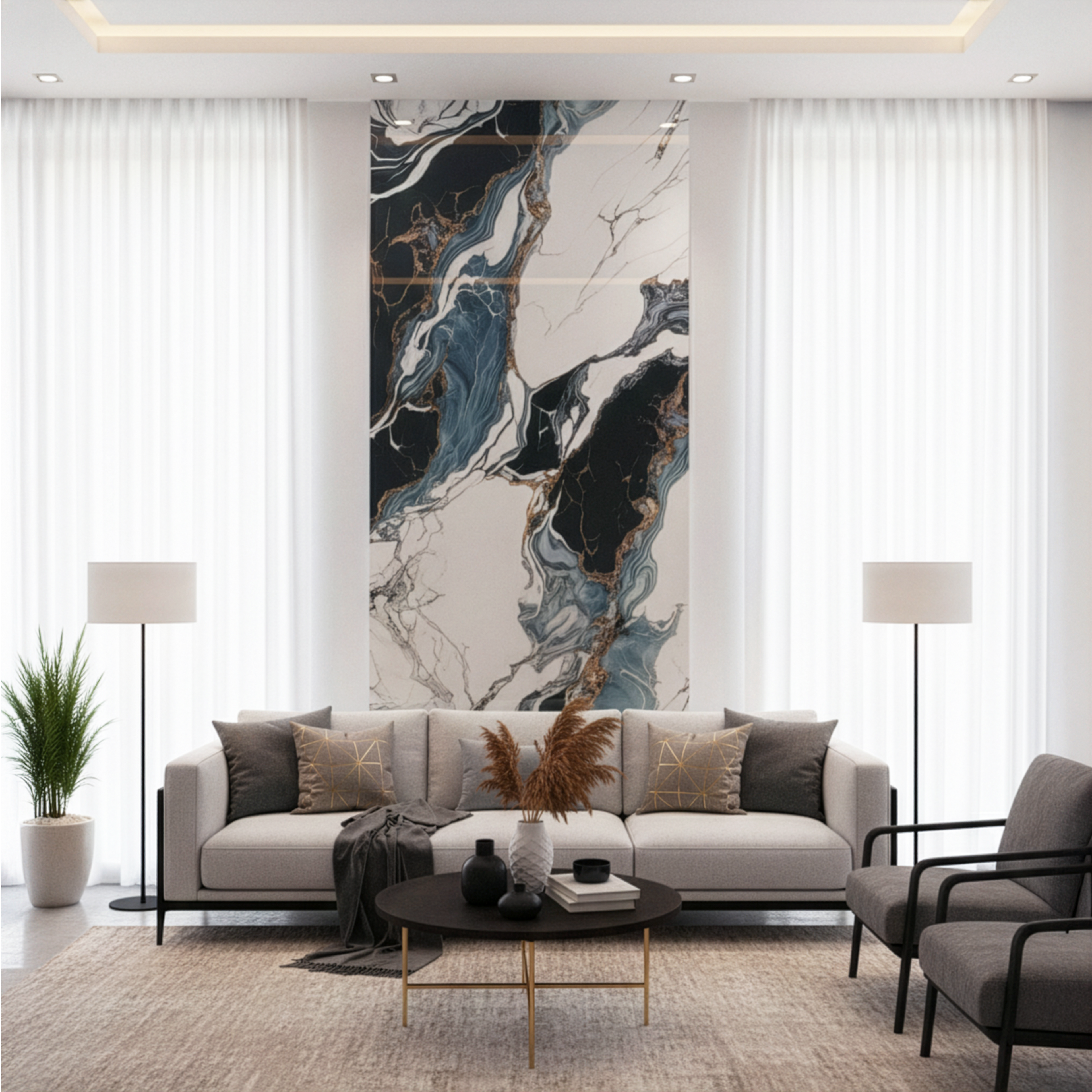 Blue Black PVC Marble Panel