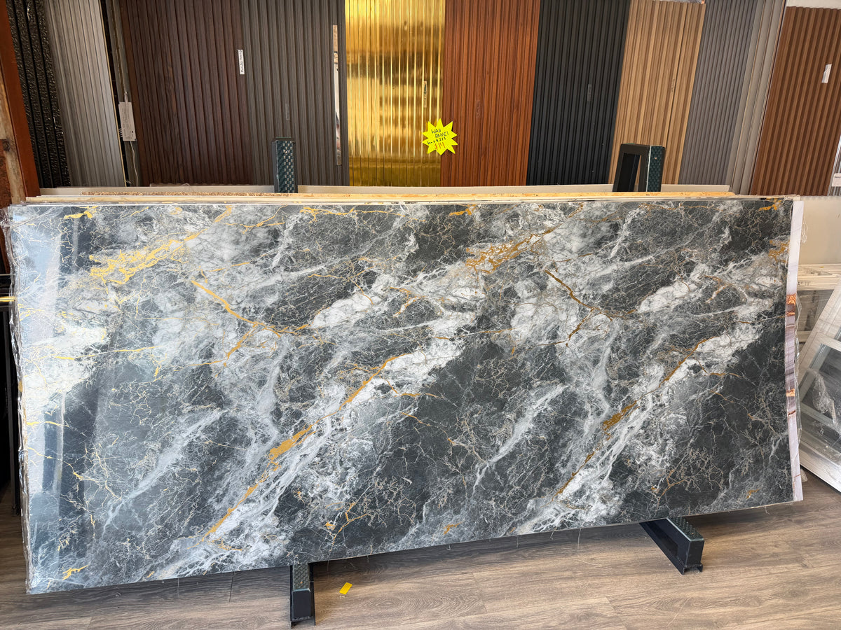 Grey Black Gold/ Swirl New PVC Marble