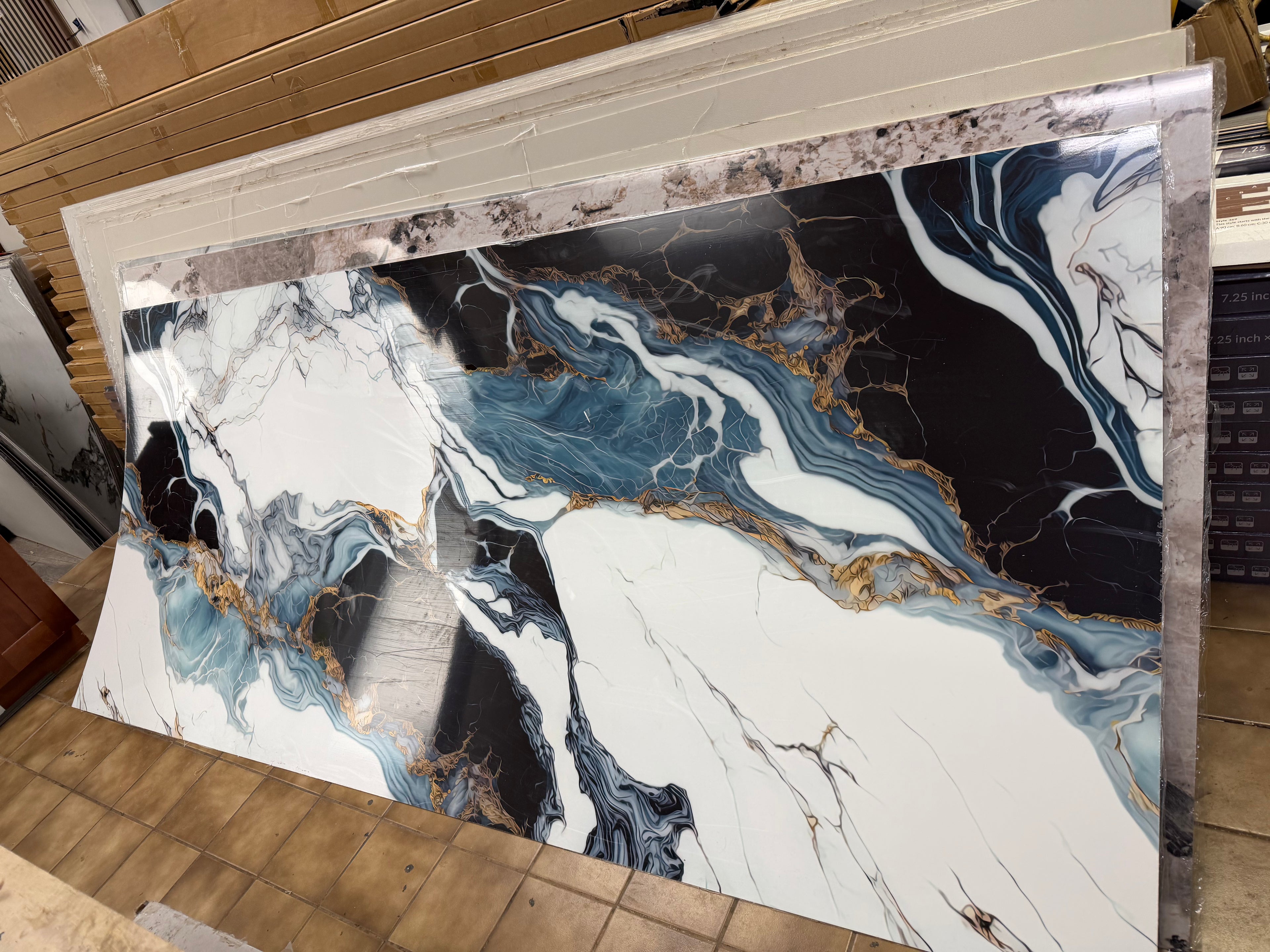 Blue Black PVC Marble Panel