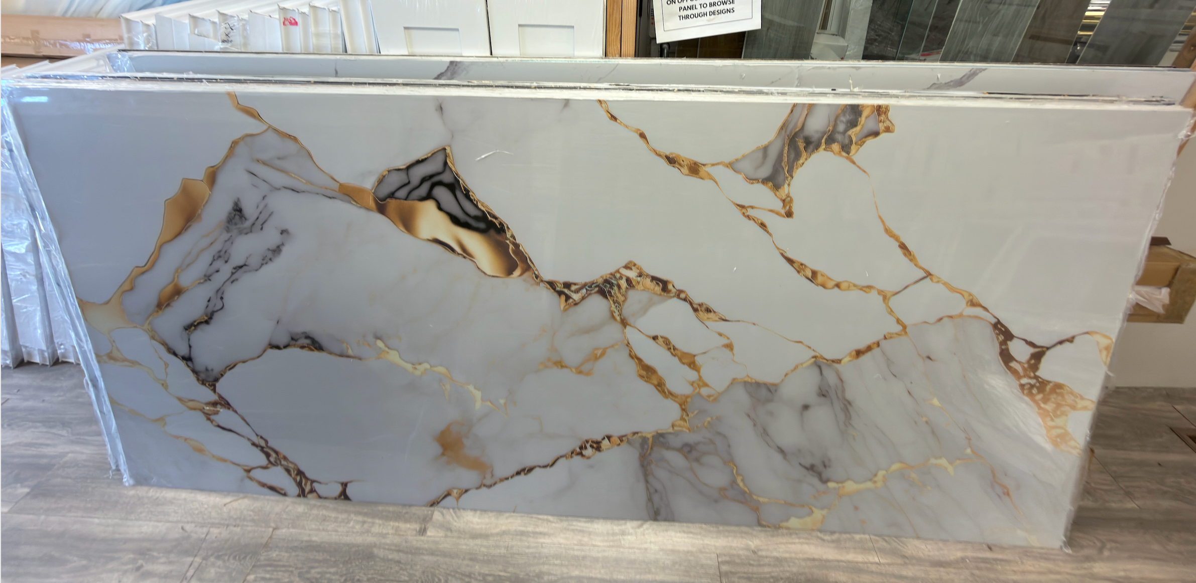 March New White/ Gold PVC Marble Panel